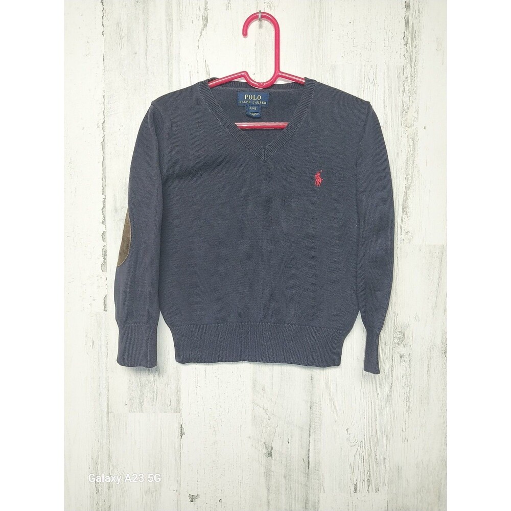 Polo Ralph Lauren Boys 4 4T V Neck Sweater Navy Blue